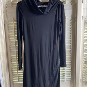 Black turtleneck dress with zipper